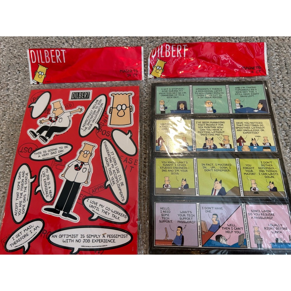 Vintage Dilbert Magnets 2 Pack Office Humor Comic Strip 2006 Scott Adams 14 CT